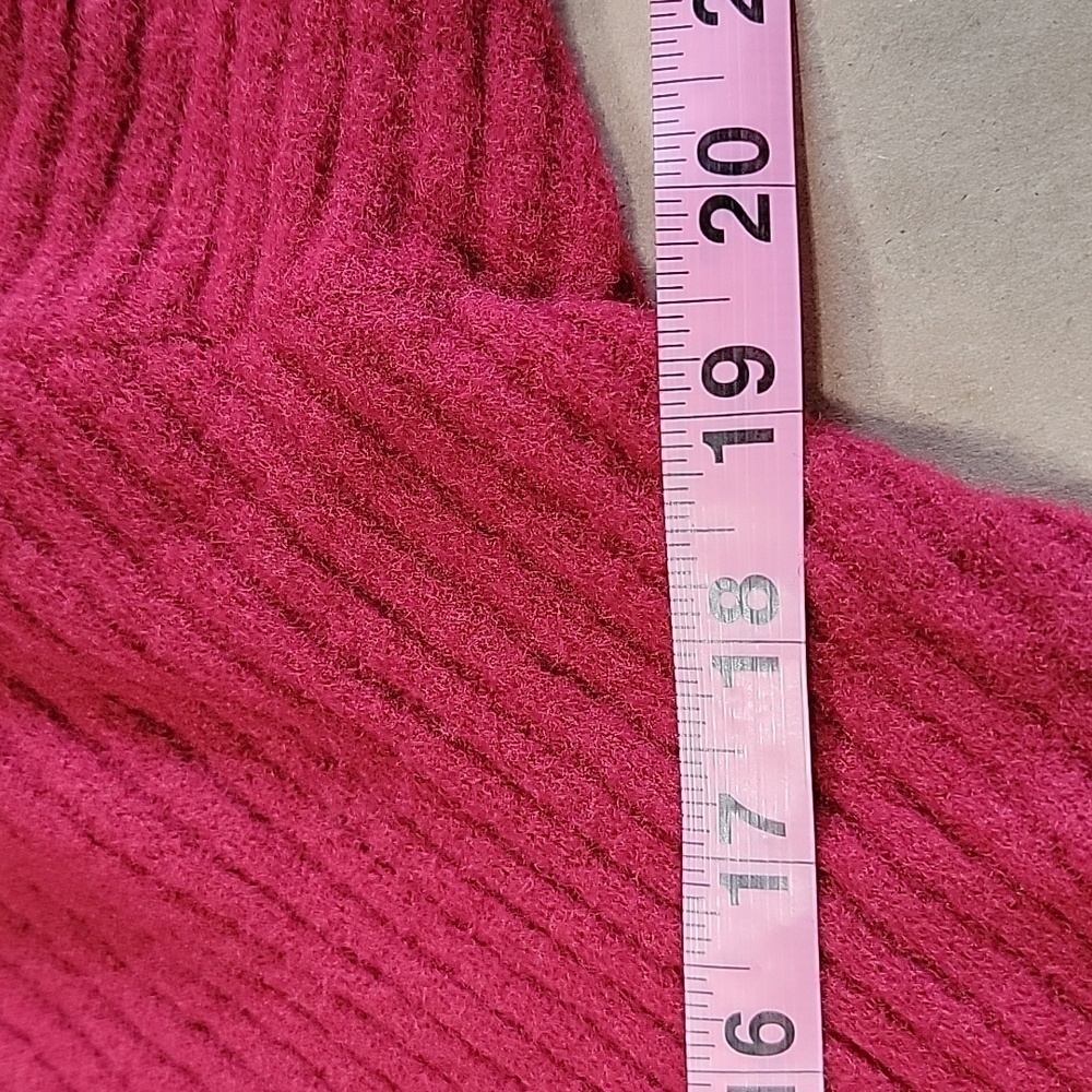 Express Size S Red Ribbed Wrap Front Sweater, Gently Used Condition - Picture 7 of 11